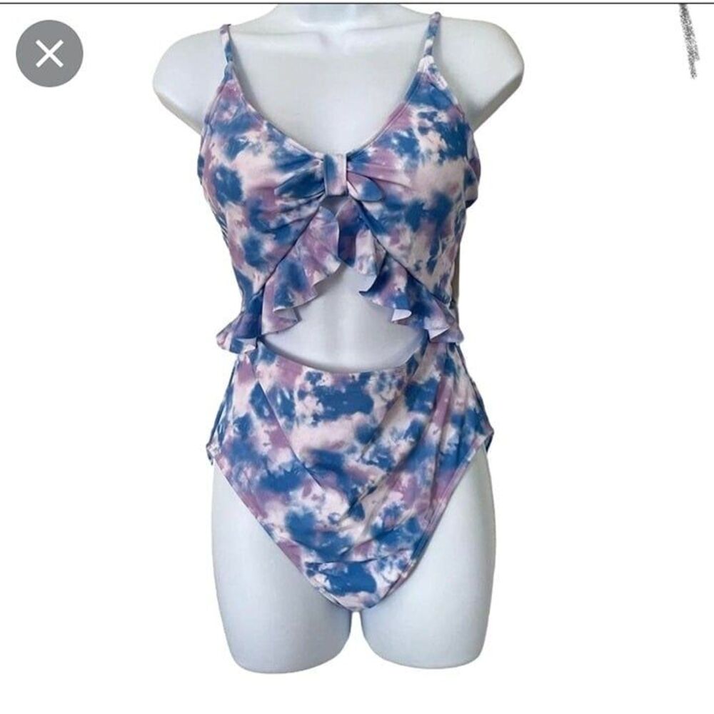 Hurley Womens One Piece Tie-Dye Purple S Bathing Suit  Cut-Out New